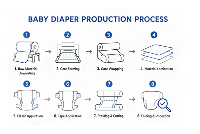 Baby diaper production process